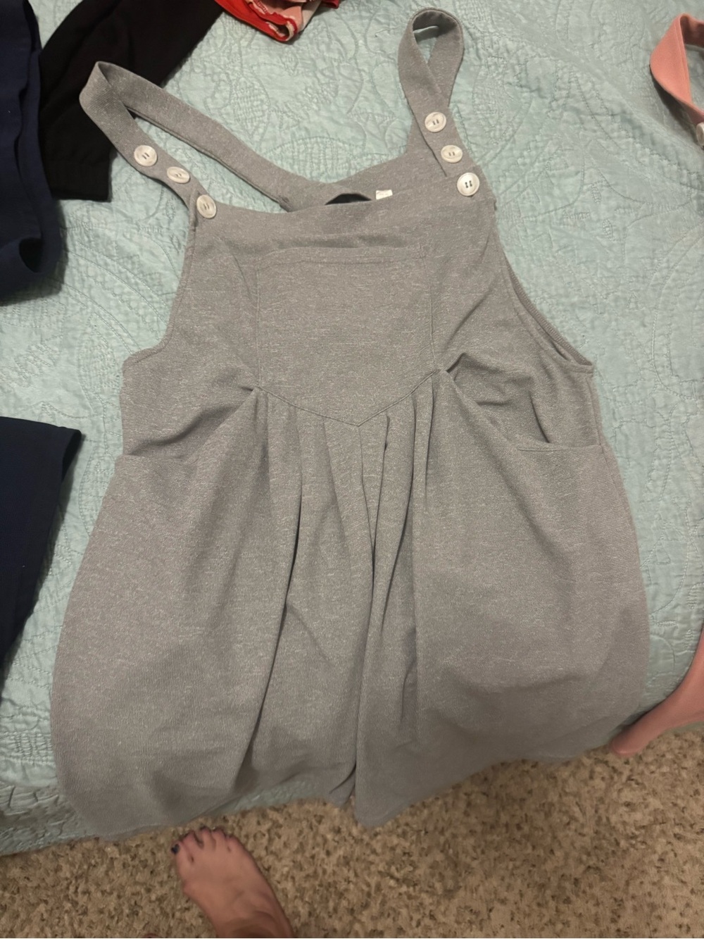 HALARA Light Gray Pinafore-Style Tank Romper